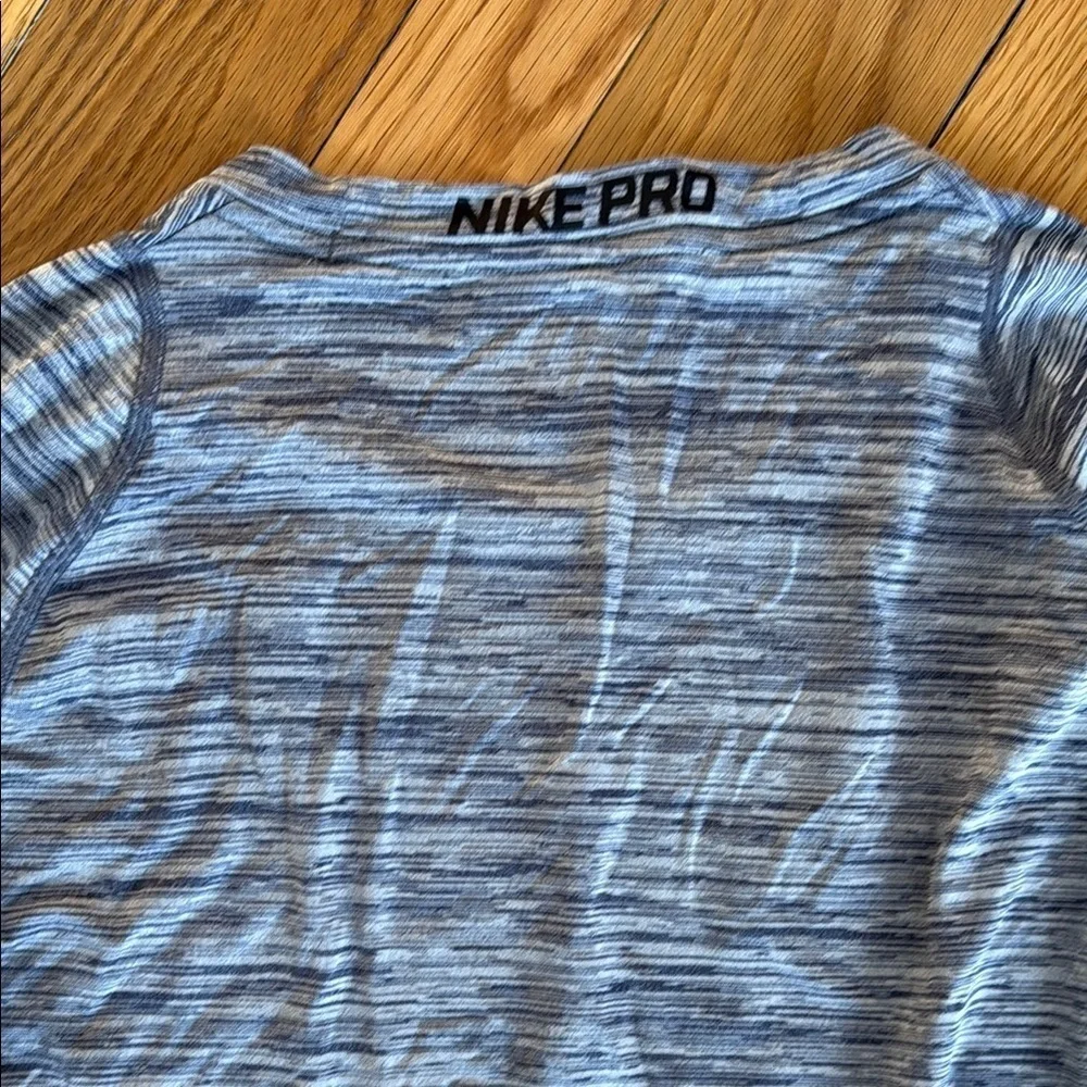 Nike Pro Men S Long Sleeve Shirt Blue Dri-Fit